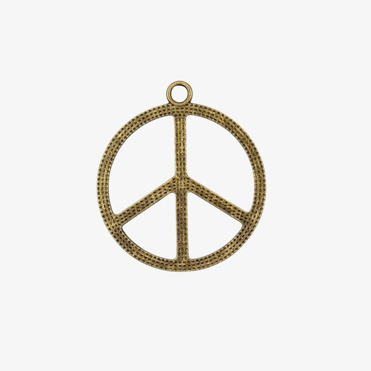Bronze peace symbol pendant on a white background
