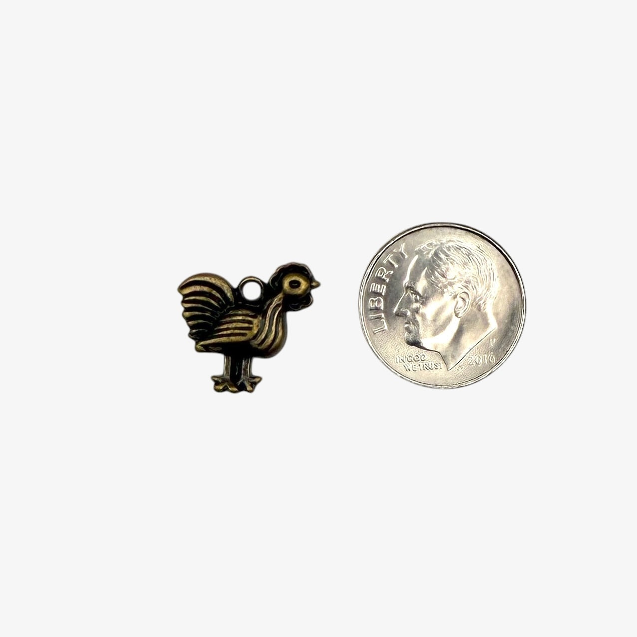 Bronze rooster charm