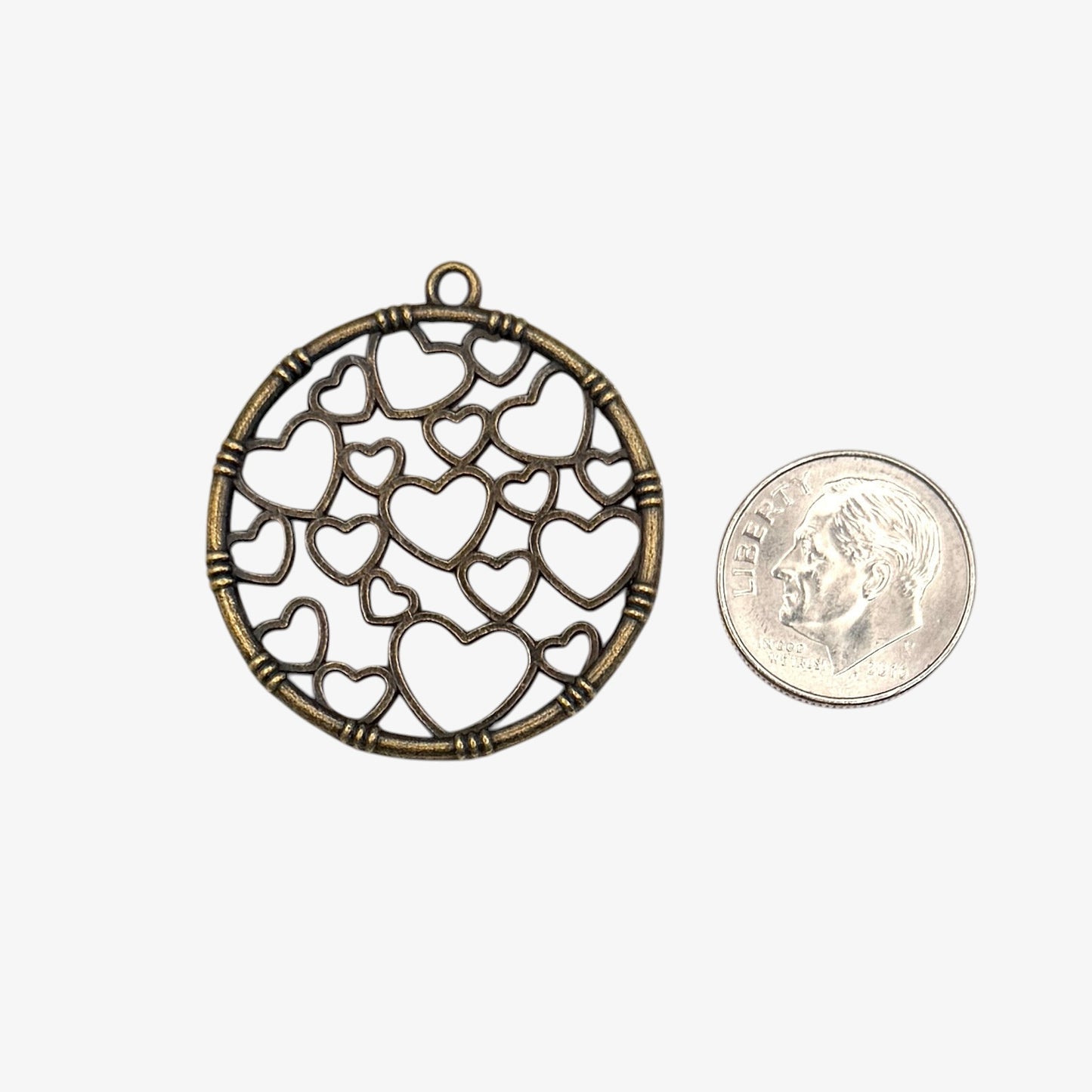 Bronze pendant with heart design