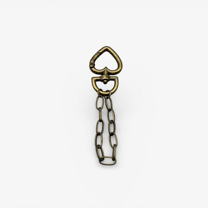 Bronze chain with heart-shaped clasp to keep charms on