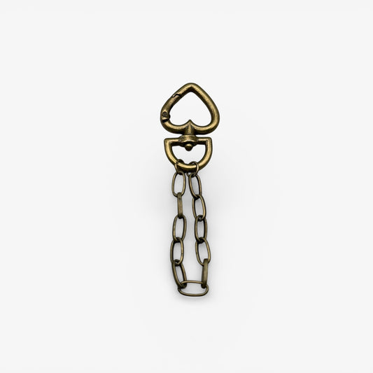 Bronze chain with heart-shaped clasp to keep charms on