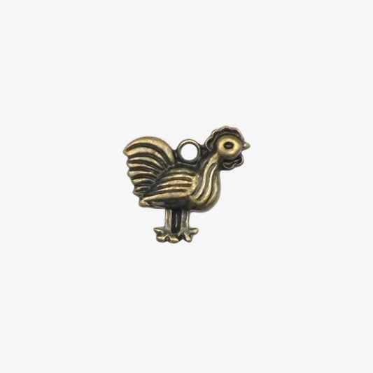 Bronze rooster charm