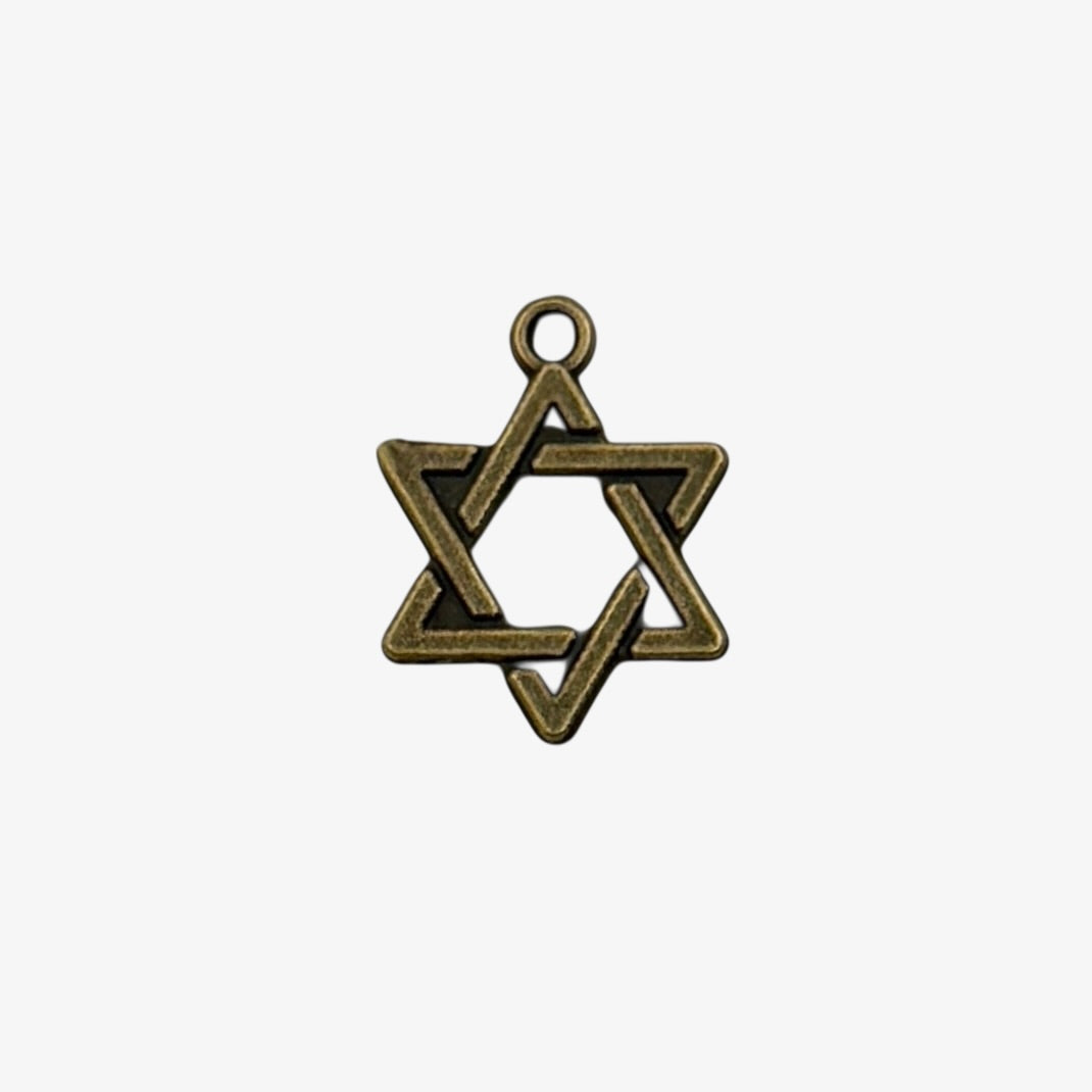 Bronze Star of David pendant on a white background