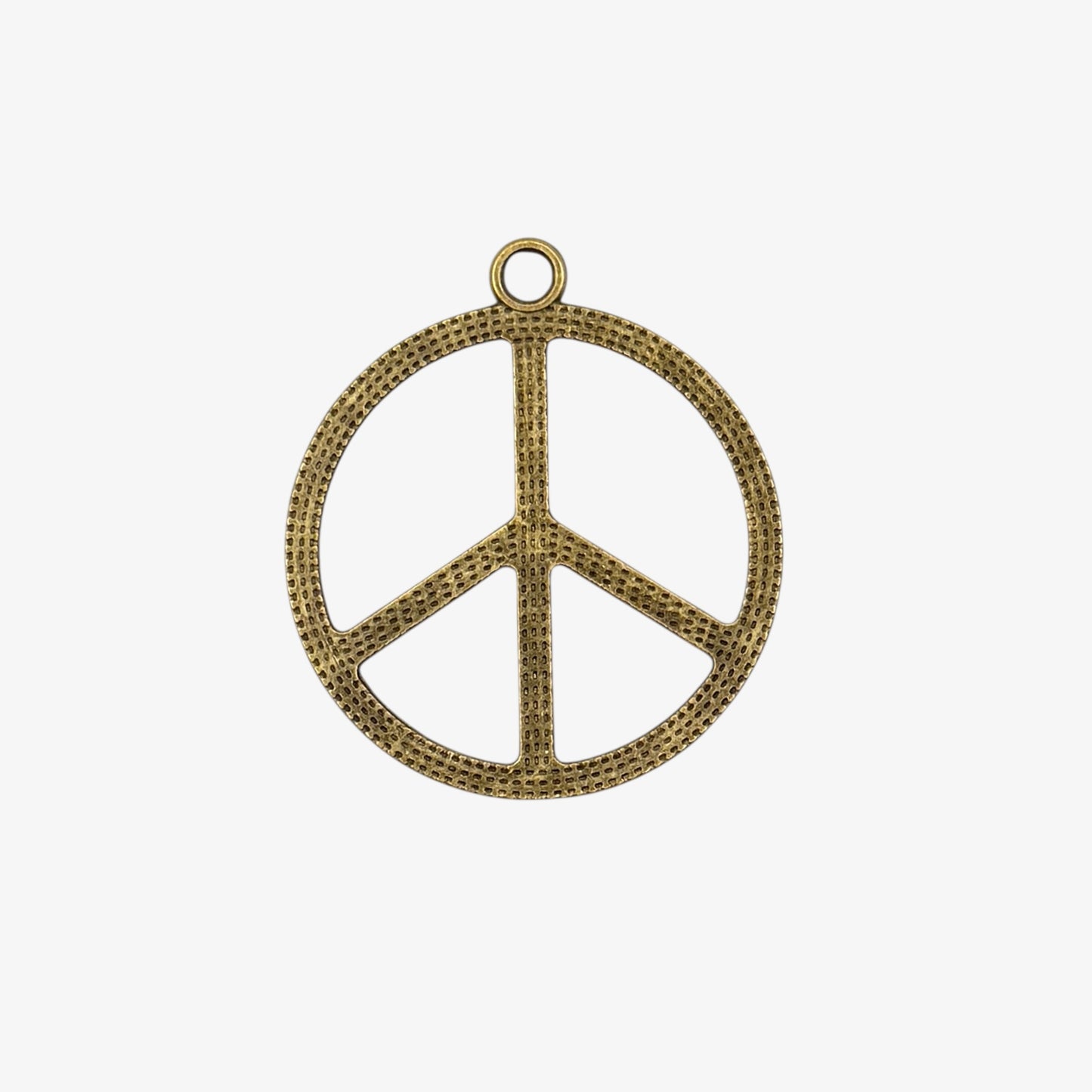 Bronze peace symbol pendant on a white background
