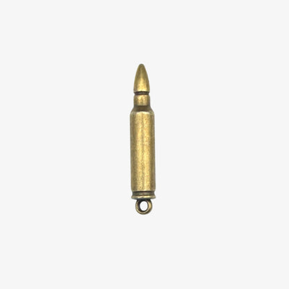 Bronze-colored bullet-shaped pendant on a white background