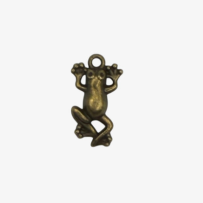 Bronze frog pendant on a white background