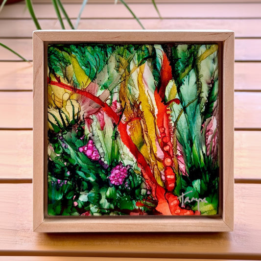 framed alcohol ink art
