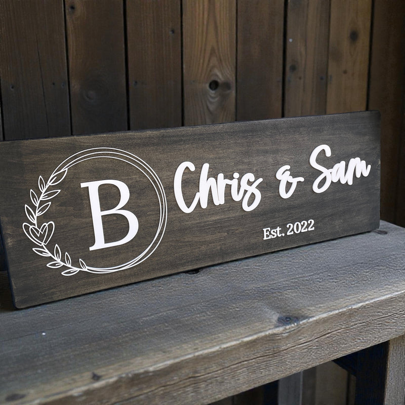 Custom made sign for a newly married couple