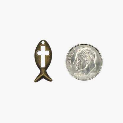 Bronze fish-shaped pendant with cross cutout 