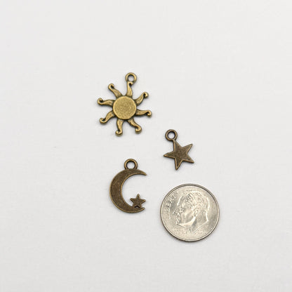 Sun Moon and Tiny Star Charms