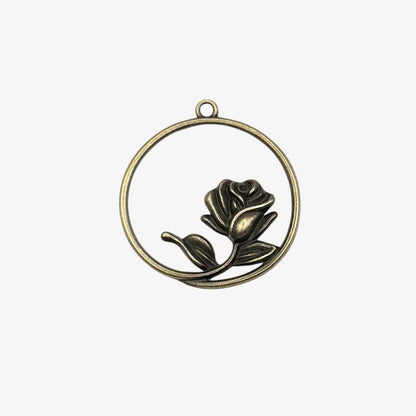 Bronze ring with a rose pendant