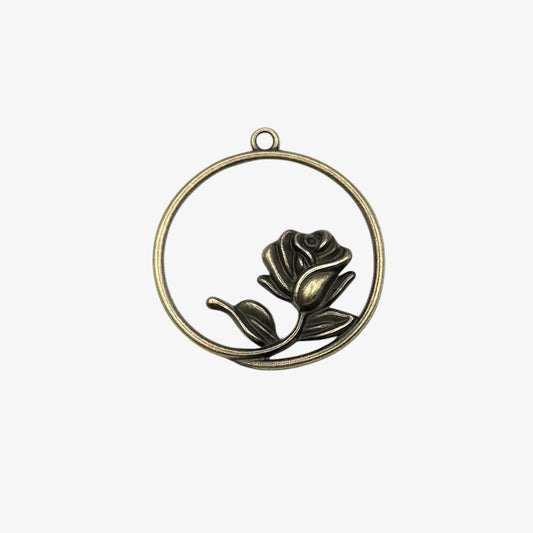 Bronze ring with a rose pendant
