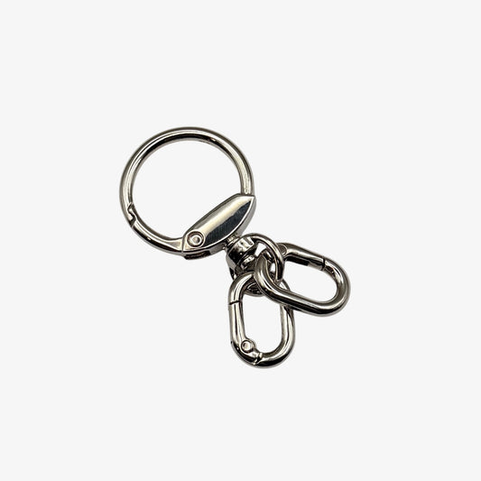 Metal keychain with carabiner on a white background