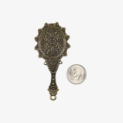 Antique Bronze Vintage Hand Mirror Pendant
