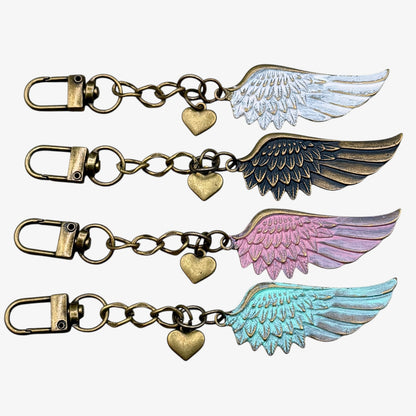 Wing & Heart Keychain Bagclip-Antique Bronze