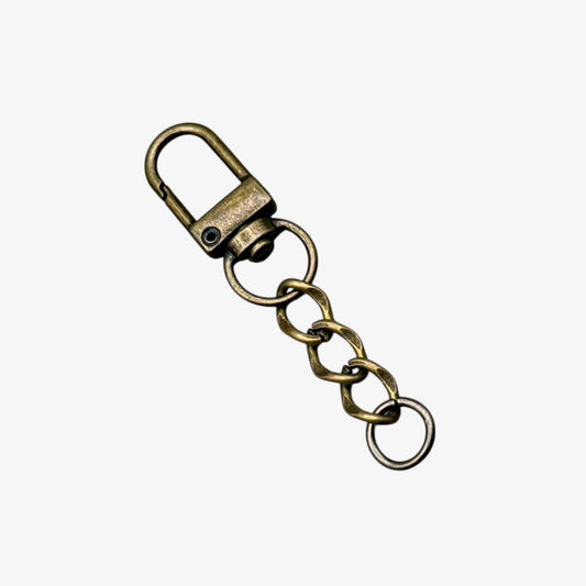 Bronze keychain with chain on a white background