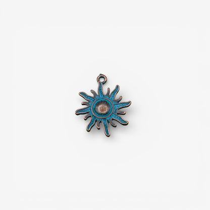 antique copper and turquoise sun charm