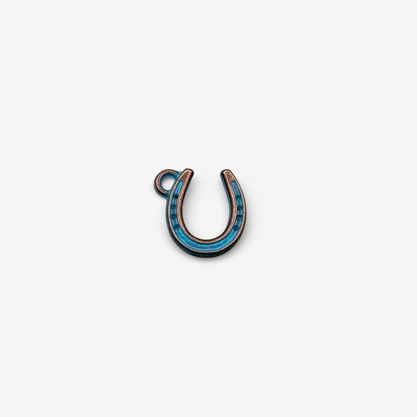 antique copper with turquoise horseshoe charm