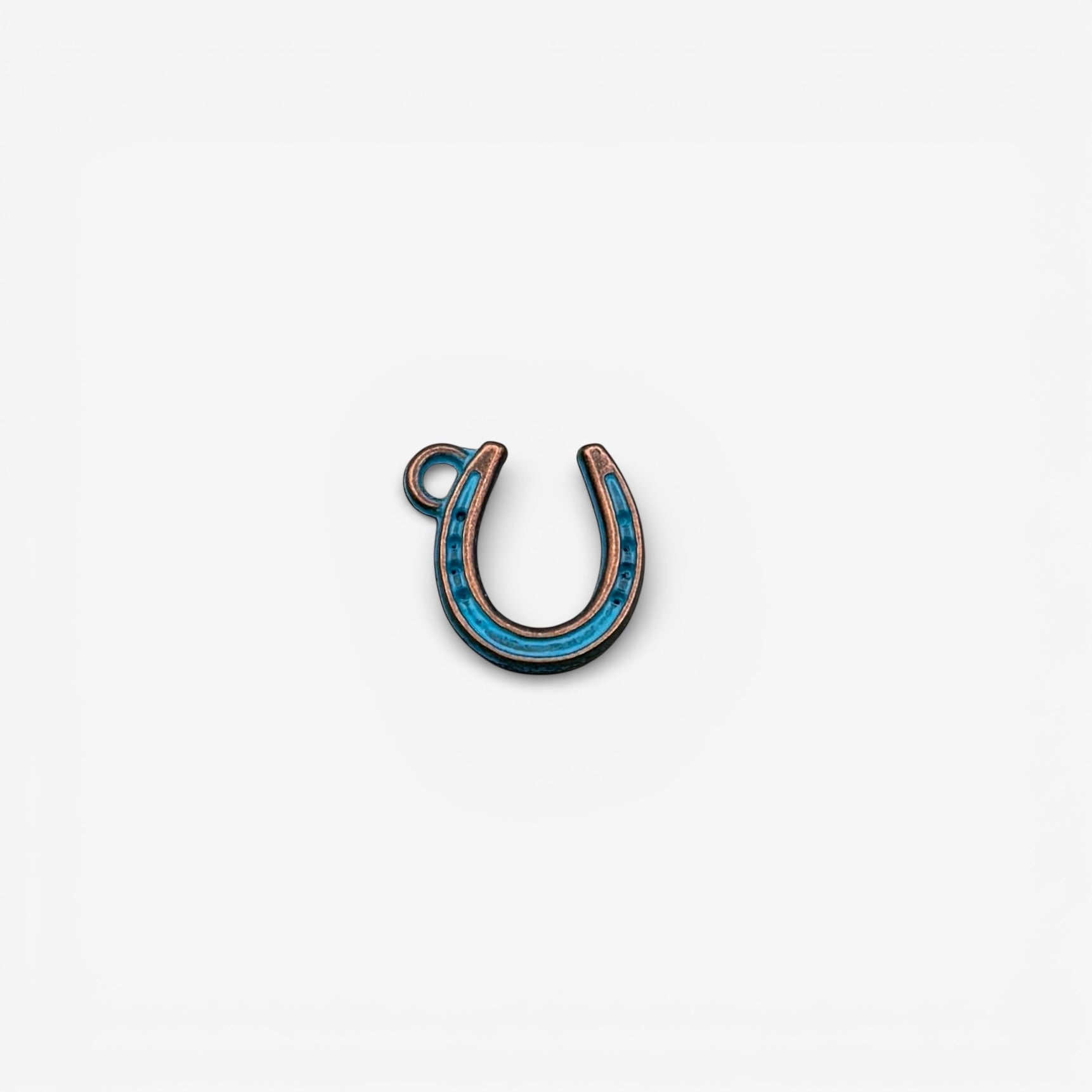 antique copper with turquoise horseshoe charm
