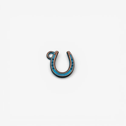 antique copper with turquoise horseshoe charm