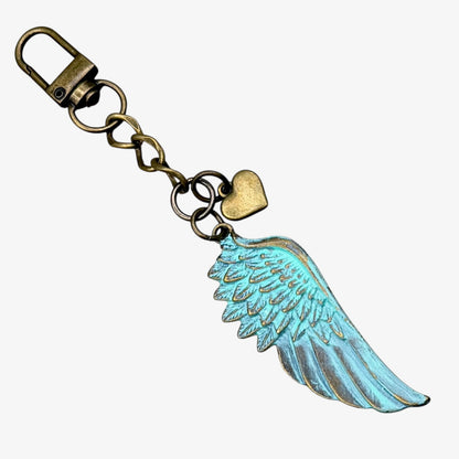 Wing & Heart Keychain Bagclip-Antique Bronze