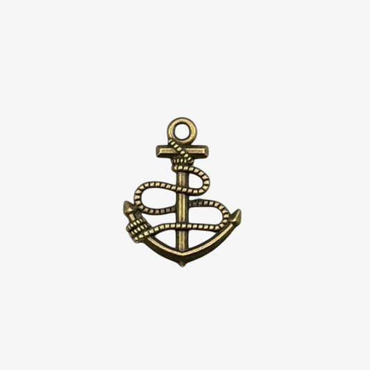 Bronze anchor pendant on a white background