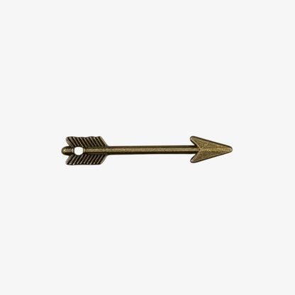 Bronze-colored arrow-shaped object on a white background