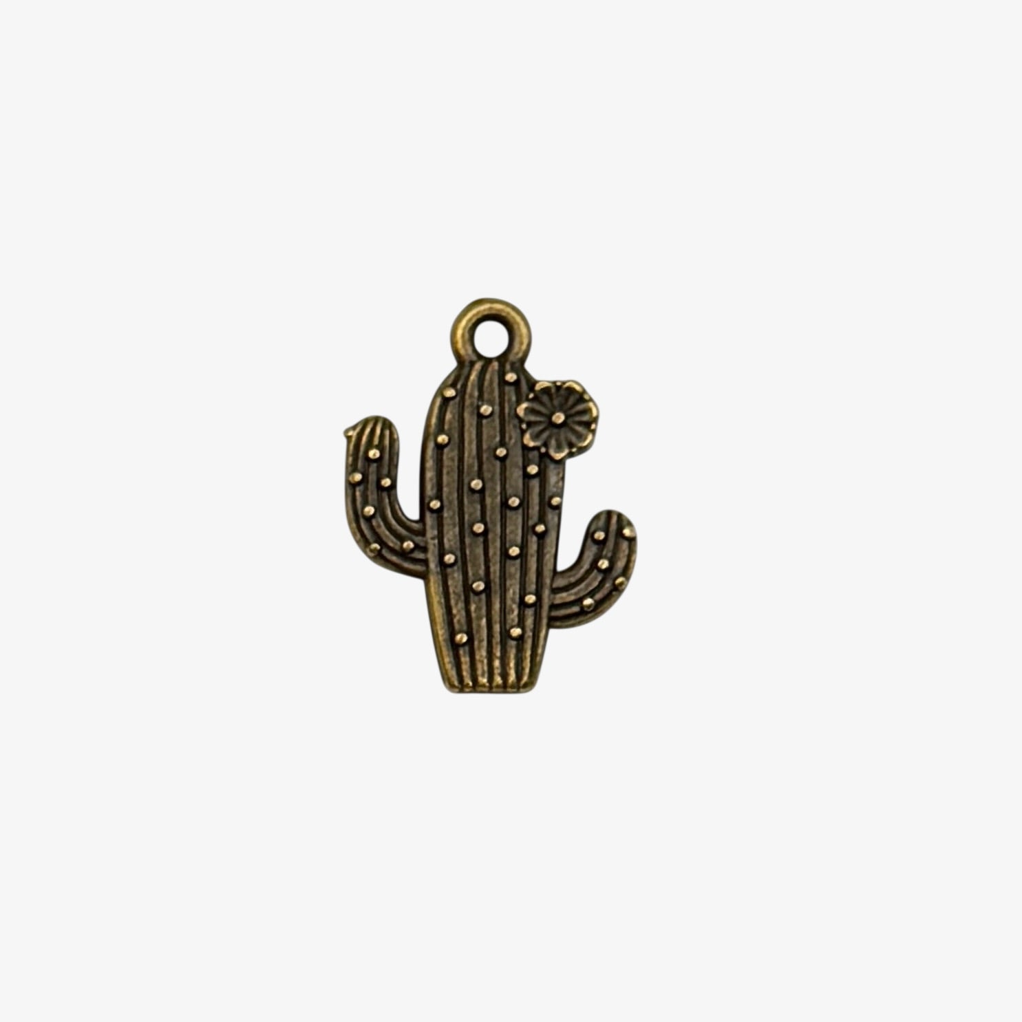 bronze tone cactus flower charm