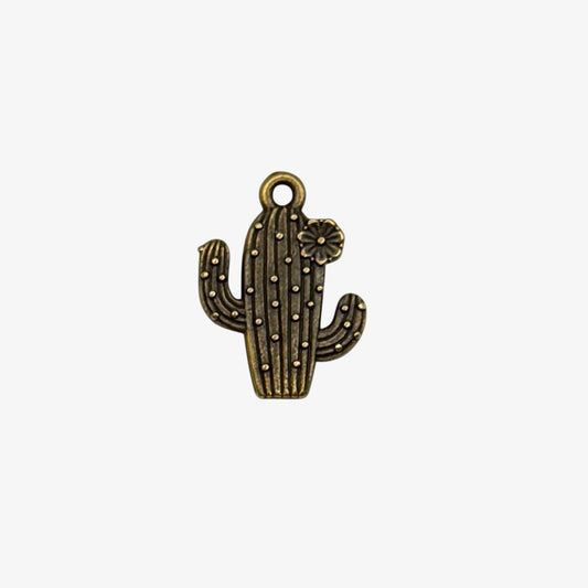 bronze tone cactus flower charm