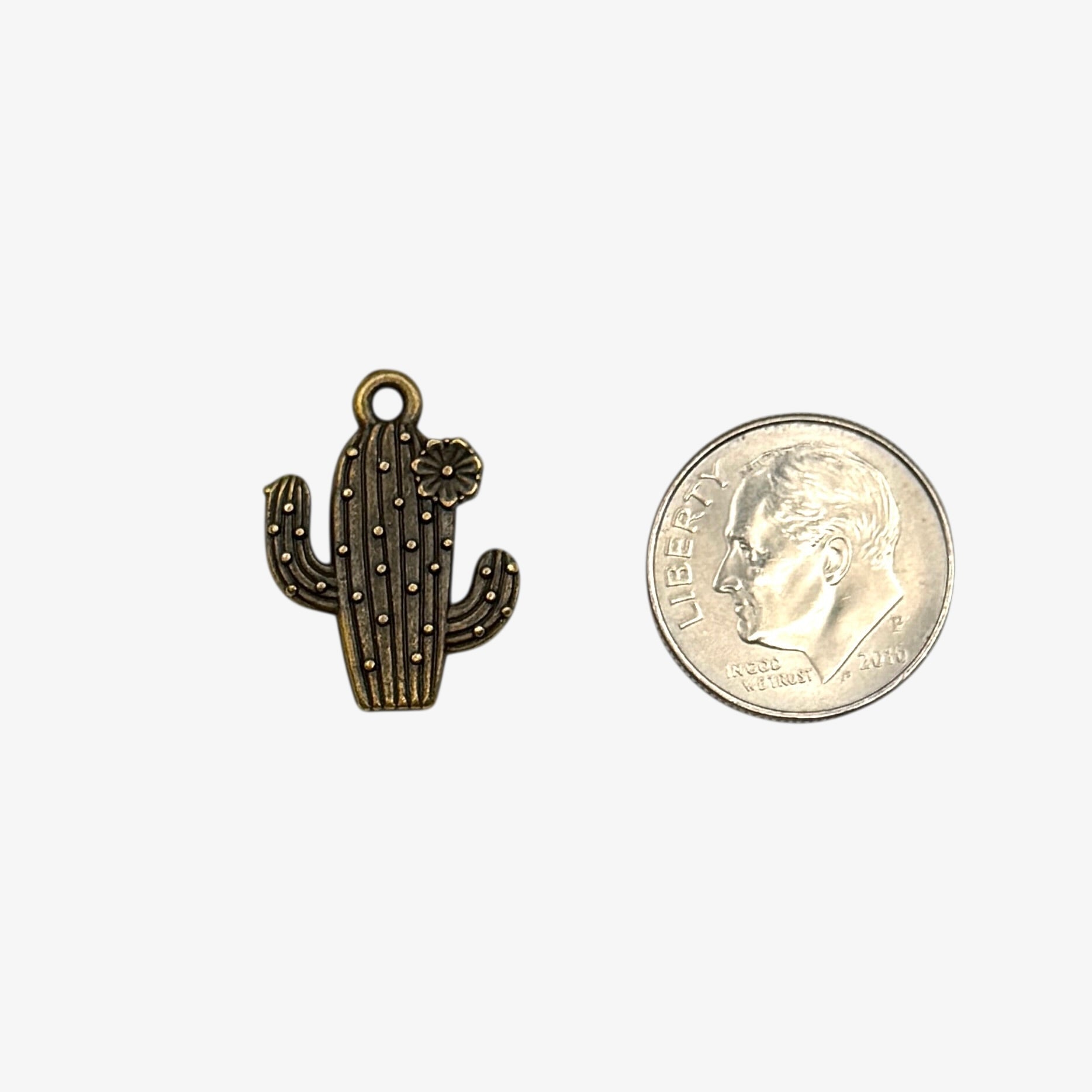 Bronze cactus charm 
