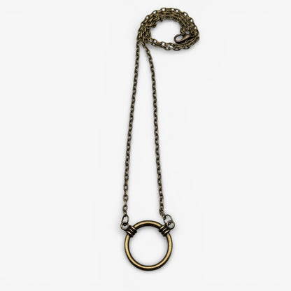 Necklace with a circular pendant on a white background
