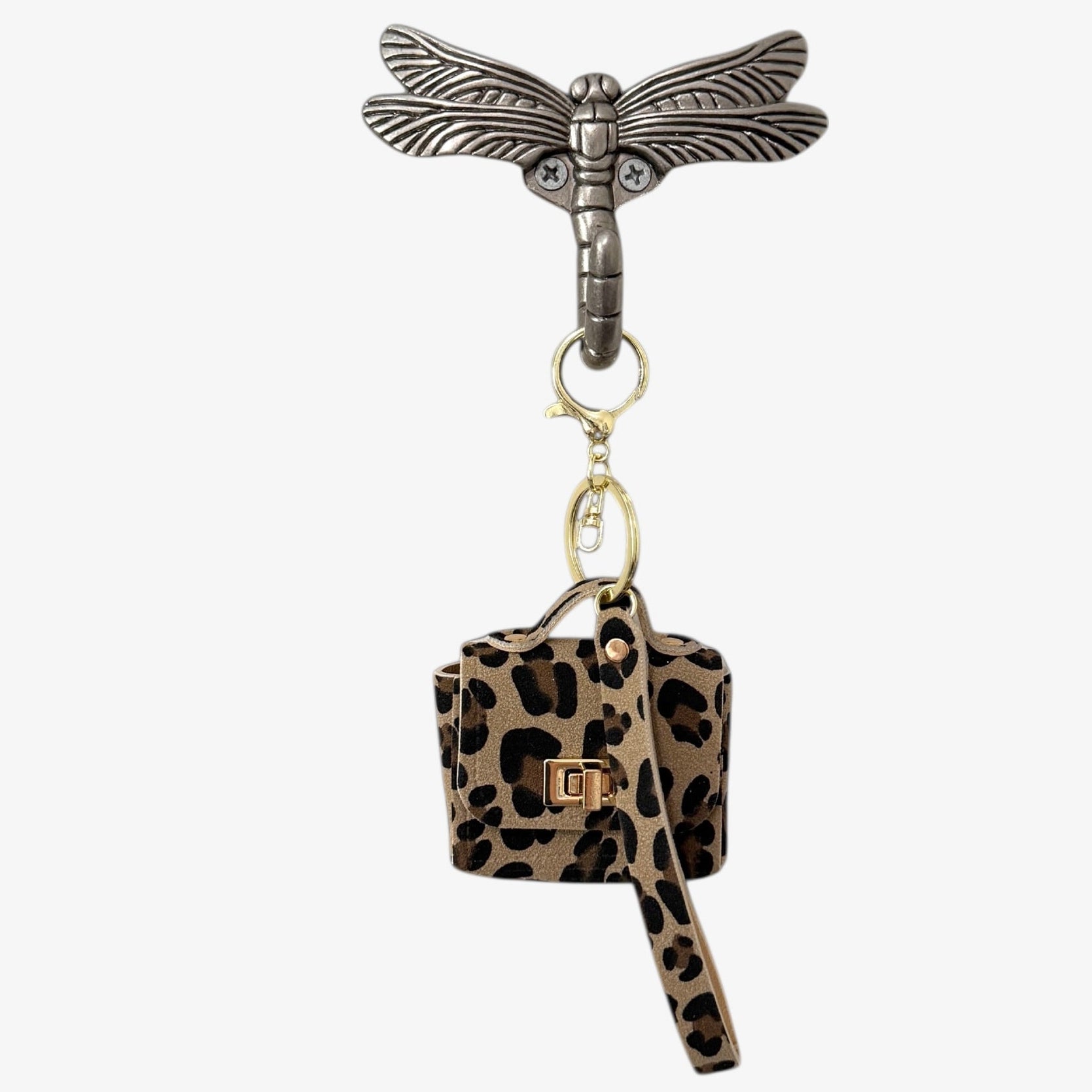 Keychain with leopard print bag and 