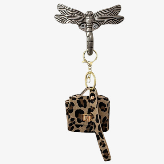 Keychain with leopard print bag and 