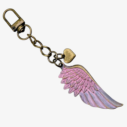 Wing & Heart Keychain Bagclip-Antique Bronze